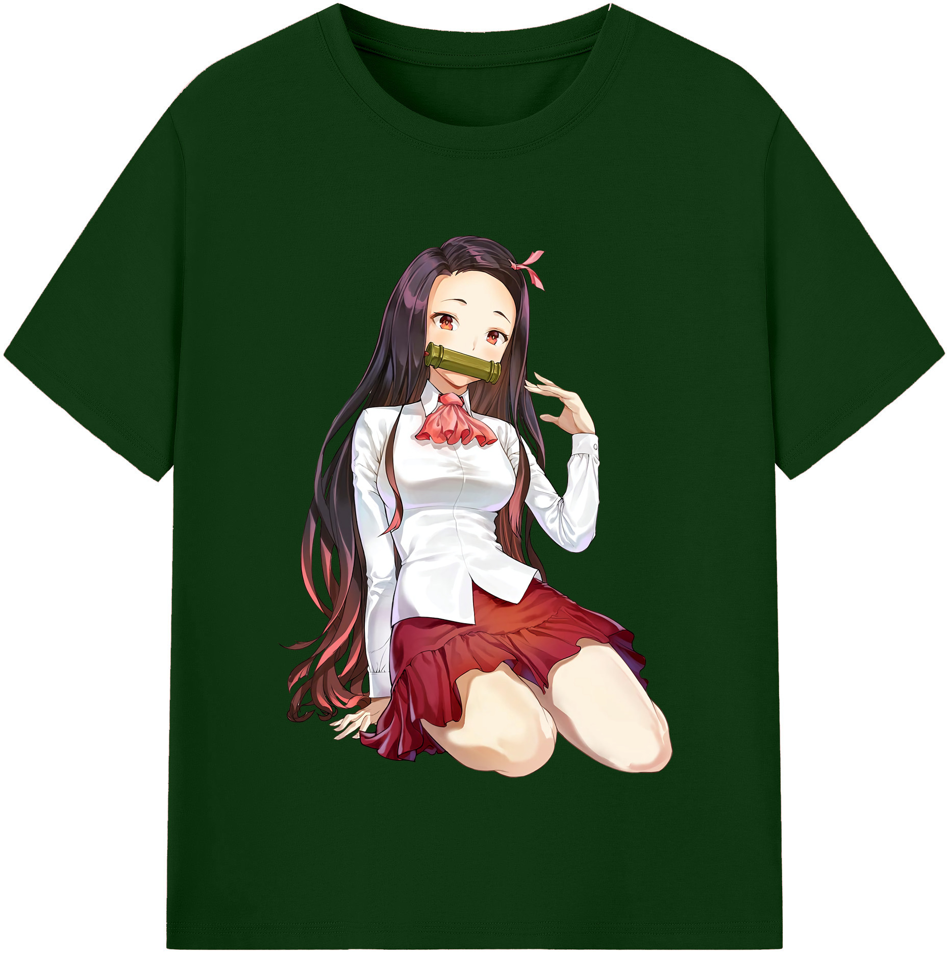 （画像用） 鬼滅の刃（きめつのやいば）竈門 禰󠄀豆子／かまど ねずこ Kamado Nezuko 綿100％半袖Tシャツ（フロントプリント）
